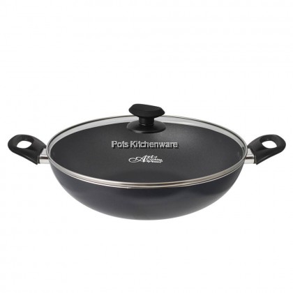 100% Original Zebra Thailand 泰国斑马牌 Wisdom Non Stick IH Frying Wok Pan with Glass Lid Kuali dengan Penutup (32cm) - Z174645