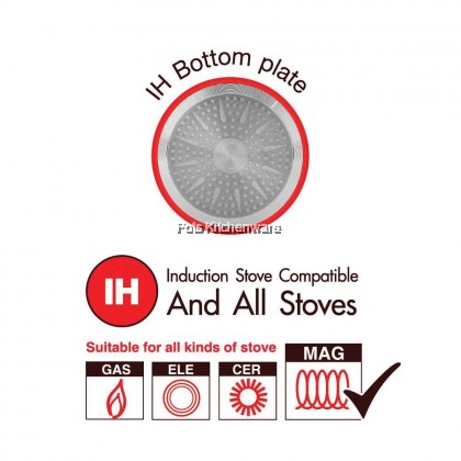 100% Original Zebra Thailand 泰国斑马牌 Wisdom Non Stick IH Frying Wok Pan with Glass Lid Kuali dengan Penutup (32cm) - Z174645