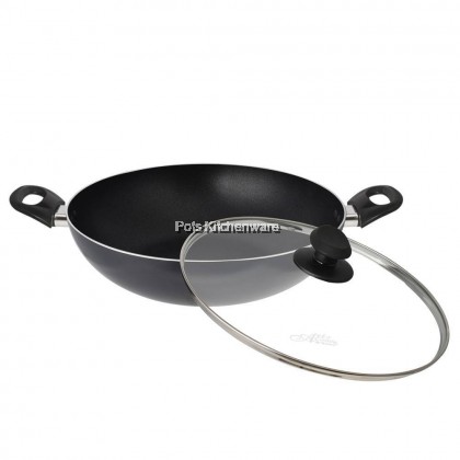 100% Original Zebra Thailand 泰国斑马牌 Wisdom Non Stick IH Frying Wok Pan with Glass Lid Kuali dengan Penutup (32cm) - Z174645