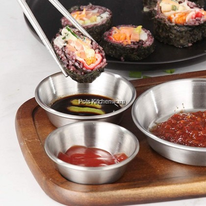 2pcs Toffi SUS304 Stainless Steel Dishes Bowl Condiment Sauce Plate Small Bowl Saucer Pinggan Sos Kecil 不锈钢蘸料碟油碟 - K1707M