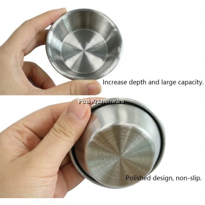 2pcs Toffi SUS304 Stainless Steel Dishes Bowl Condiment Sauce Plate Small Bowl Saucer Pinggan Sos Kecil 不锈钢蘸料碟油碟 - K1707M