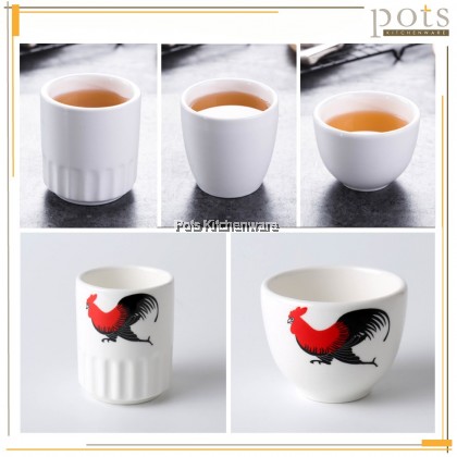 6pcs White Porcelain High Quality Thick Dimsum Asian Chinese Tea Cup Drinking Water Cup 白色陶瓷茶杯点心茶杯 - GD166963M
