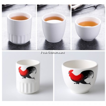 6pcs White Porcelain High Quality Thick Dimsum Asian Chinese Tea Cup Drinking Water Cup 白色陶瓷茶杯点心茶杯 - GD166963M