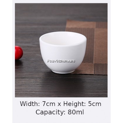 6pcs White Porcelain High Quality Thick Dimsum Asian Chinese Tea Cup Drinking Water Cup 白色陶瓷茶杯点心茶杯 - GD166963M