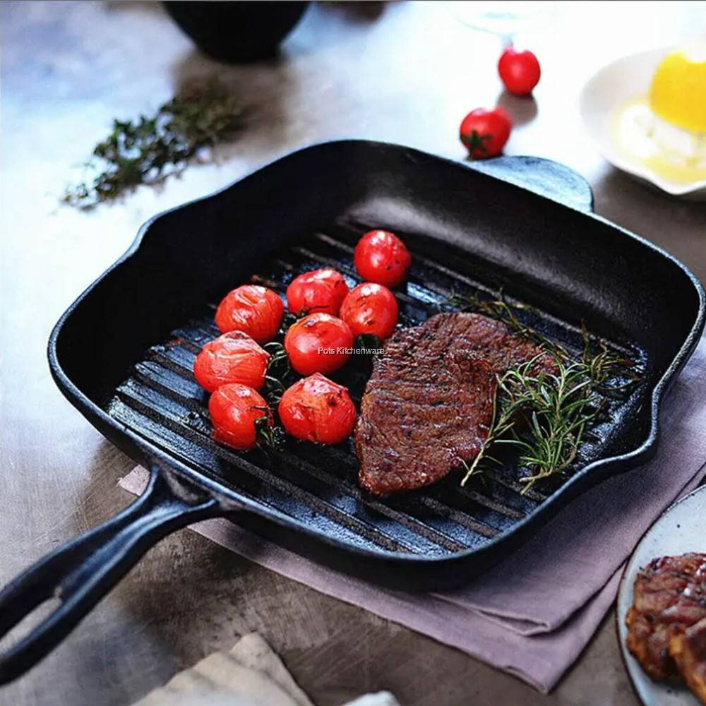 Preseasoned XL Size Heavy Duty Cast Icon Square Pan Grill Pan Griddle Pan Skillet Pan with