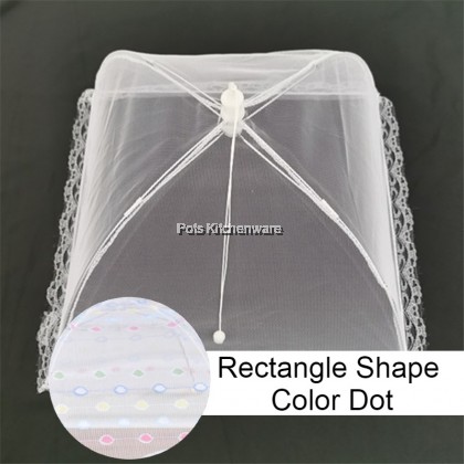 Foldable Breathable Mesh Lace Metal Hexagon Rectangle Umbrella Food Cover Tudung Saji 菜盖蕾丝菜罩 - GJ1174ASM