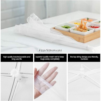 Foldable Breathable Mesh Lace Metal Hexagon Rectangle Umbrella Food Cover Tudung Saji 菜盖蕾丝菜罩 - GJ1174ASM