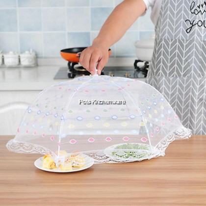 Foldable Breathable Mesh Lace Metal Hexagon Rectangle Umbrella Food Cover Tudung Saji 菜盖蕾丝菜罩 - GJ1174ASM