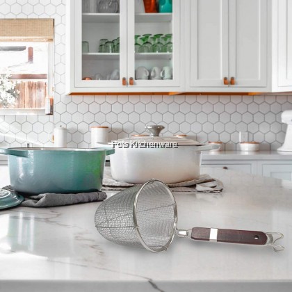 Toffi 4.5/5.5inch Stainless Steel Noodle Drainer Pasta Strainer Tapis Mee Penapis Mee 不锈钢木柄面条过滤器 - K0035M