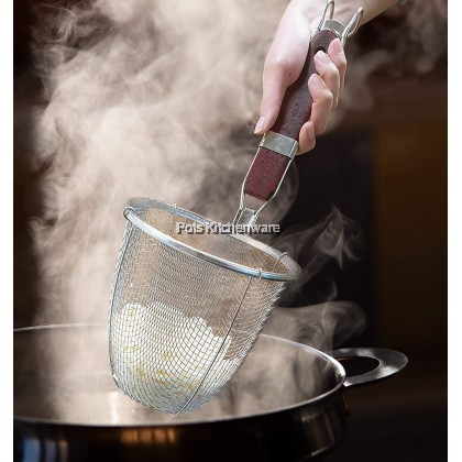 Toffi 4.5/5.5inch Stainless Steel Noodle Drainer Pasta Strainer Tapis Mee Penapis Mee 不锈钢木柄面条过滤器 - K0035M