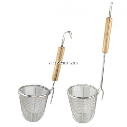 Toffi 4.5/5.5inch Stainless Steel Noodle Drainer Pasta Strainer Tapis Mee Penapis Mee 不锈钢木柄面条过滤器 - K0035M