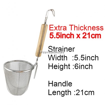 Toffi 4.5/5.5inch Stainless Steel Noodle Drainer Pasta Strainer Tapis Mee Penapis Mee 不锈钢木柄面条过滤器 - K0035M