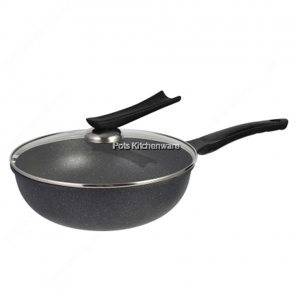 100% Original Zebra Thailand 泰国斑马牌 Neptune 30cm Non Stick Wok Frypan Glass Lid Kuali Wok dengan Penutup 不粘锅炒锅 - Z174876