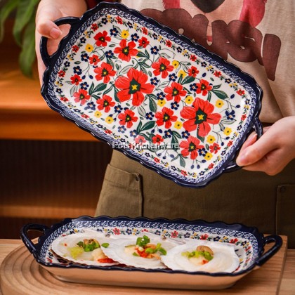 Porcelain Ceramic Plate Bowl CNY Flower Flora Dinner Rice Plate Soup Bowl Pinggan Seramik 欧式花样陶瓷碗碟盘子 - FH