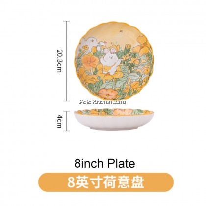 Porcelain Ceramic Plate Bowl CNY Cute Rabbit Dinner Rice Plate Soup Bowl Pinggan Seramik 可爱兔子碗碟盘子 - RBY