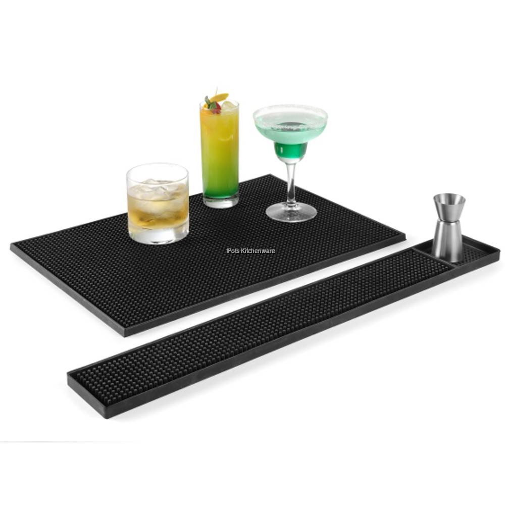 Black Rubber Non Slip Cocktail Bar Mat Water Pad Silicone Cafe Mat