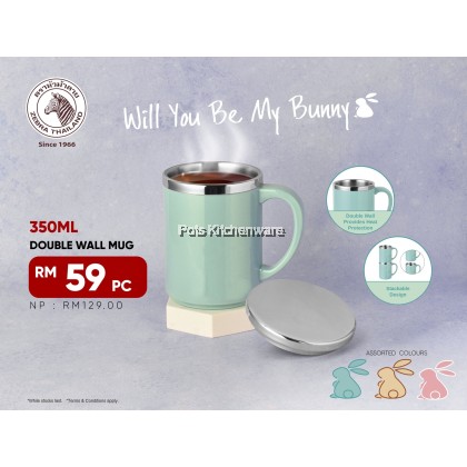 100% Original Zebra 350ML Stainless Steel SUS304 Prima IV Double Wall with Lid Cawan 不锈钢杯子 - Z112051M 