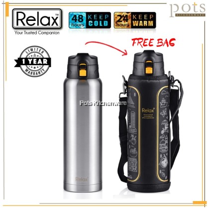 Relax 1500ml Stainless Steel SUS 304 Travelling Thermal Flask Thermos Bottle with Bag 大容量保温壶保温罐 - D3615