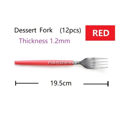 Toffi Stainless Steel Multi Color Dining Cutlery 6pc Pack Flatware Dinner Fork Table Spoon Sudu Garpoo 不锈钢汤匙叉 - F0300K