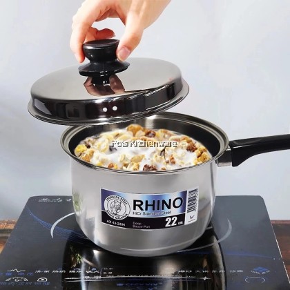 Rhino Stainless Steel 201 Deep Sauce Pan / Deep Pot Keluli Tahan Karat Kuali Periuk 不锈钢平底锅  汤锅