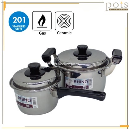 Rhino Stainless Steel 201 Deep Sauce Pan / Deep Pot Keluli Tahan Karat Kuali Periuk 不锈钢平底锅  汤锅