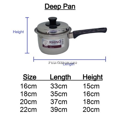 Rhino Stainless Steel 201 Deep Sauce Pan / Deep Pot Keluli Tahan Karat Kuali Periuk 不锈钢平底锅  汤锅