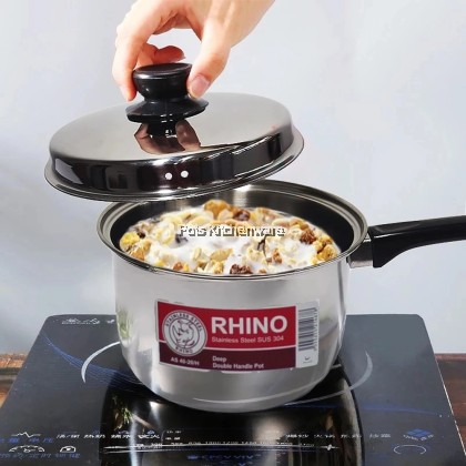 Rhino Stainless Steel 304 Deep Sauce Pan / Deep Pot Keluli Tahan Karat Kuali Periuk 不锈钢平底锅  汤锅
