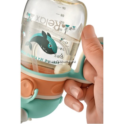 Relax BPA Free Safe for Kids Baby Toddler Straw Bottle with Handle Dishwasher Safe - D9900