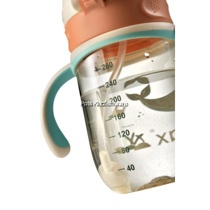 Relax BPA Free Safe for Kids Baby Toddler Straw Bottle with Handle Dishwasher Safe - D9900