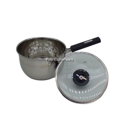 Toffi Stainless Steel 201 Sauce Pan or Saucepot with Glass Lid; Kuali Sos Keluli Tahan Karat atau Sos dengan Penutup Kaca; 不锈钢平底锅或带玻璃盖的酱锅