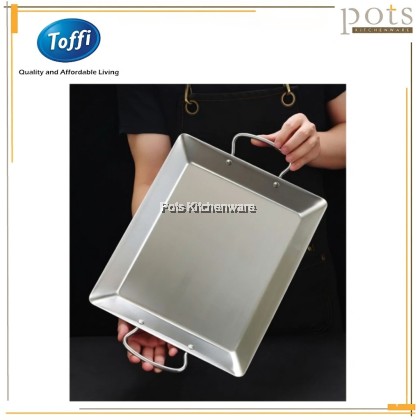 Toffi Stainless Steel Rectangular Serving Plate With Handle Pinggan Hidangan Keluli Tahan Karat不锈钢带手柄餐盘 Toffi Stainless Steel Rectangular Serving Plate With Handle Pinggan Hidangan Keluli Tahan Karat不锈钢带手柄餐盘