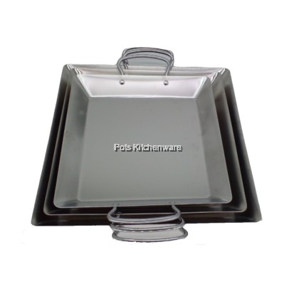 Toffi Stainless Steel Rectangular Serving Plate With Handle Pinggan Hidangan Keluli Tahan Karat不锈钢带手柄餐盘 Toffi Stainless Steel Rectangular Serving Plate With Handle Pinggan Hidangan Keluli Tahan Karat不锈钢带手柄餐盘