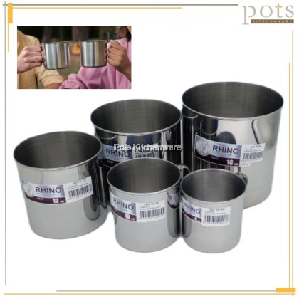 Rhino Stainless Steel Mug Without Cover; Mug Keluli Tahan Karat Tanpa Penutup; 无盖不锈钢马克杯