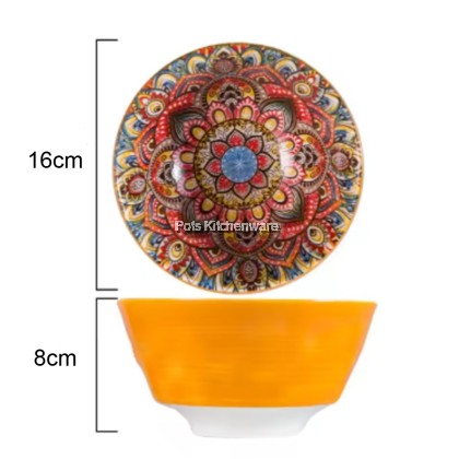 Orange Color Bohemia Porcelain Ceramic Bowl Plate; Porselin Seramik Pinggan Mangkuk; 波西米亚陶瓷碗盘