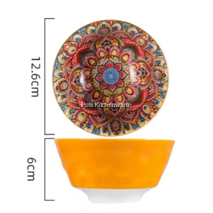 Orange Color Bohemia Porcelain Ceramic Bowl Plate; Porselin Seramik Pinggan Mangkuk; 波西米亚陶瓷碗盘