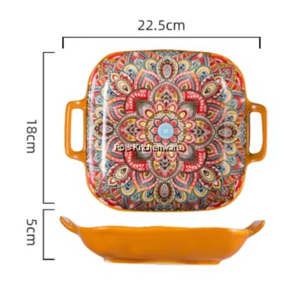 Orange Color Bohemia Porcelain Ceramic Bowl Plate; Porselin Seramik Pinggan Mangkuk; 波西米亚陶瓷碗盘