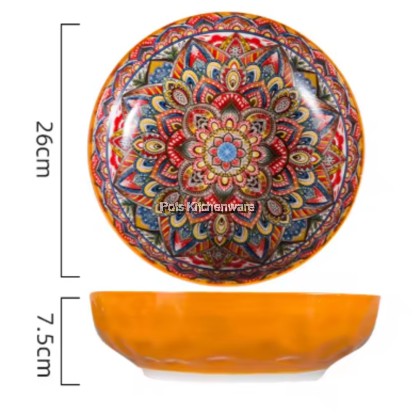 Orange Color Bohemia Porcelain Ceramic Bowl Plate; Porselin Seramik Pinggan Mangkuk; 波西米亚陶瓷碗盘