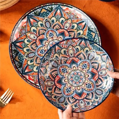 Blue Color Bohemia Porcelain Ceramic Bowl Plate; Porselin Seramik Pinggan Mangkuk; 波西米亚陶瓷碗盘