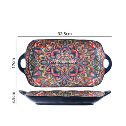 Blue Color Bohemia Porcelain Ceramic Bowl Plate; Porselin Seramik Pinggan Mangkuk; 波西米亚陶瓷碗盘