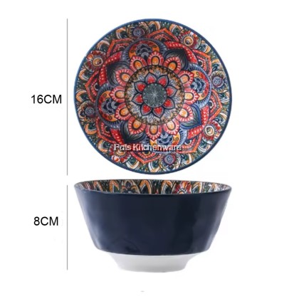 Blue Color Bohemia Porcelain Ceramic Bowl Plate; Porselin Seramik Pinggan Mangkuk; 波西米亚陶瓷碗盘