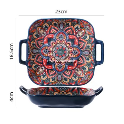 Blue Color Bohemia Porcelain Ceramic Bowl Plate; Porselin Seramik Pinggan Mangkuk; 波西米亚陶瓷碗盘