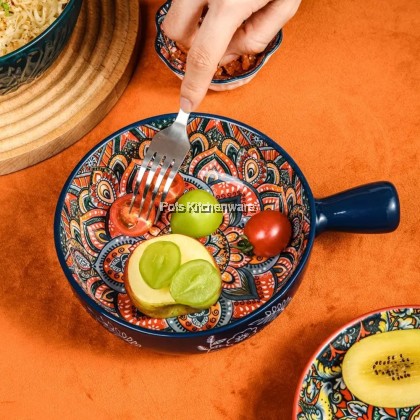 Blue Color Bohemia Porcelain Ceramic Bowl Plate; Porselin Seramik Pinggan Mangkuk; 波西米亚陶瓷碗盘