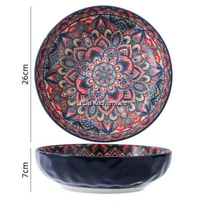 Blue Color Bohemia Porcelain Ceramic Bowl Plate; Porselin Seramik Pinggan Mangkuk; 波西米亚陶瓷碗盘