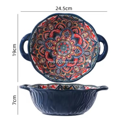 Blue Color Bohemia Porcelain Ceramic Bowl Plate; Porselin Seramik Pinggan Mangkuk; 波西米亚陶瓷碗盘