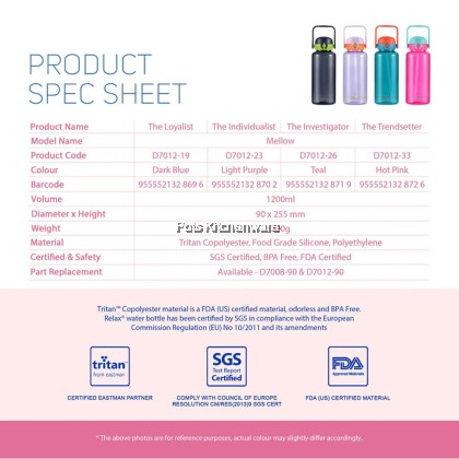 Relax Tritan BPA Free 800ml 1200ml Kids Water Bottle Tumbler; Botol Air Kanak-kanak; 儿童小孩水壶水罐