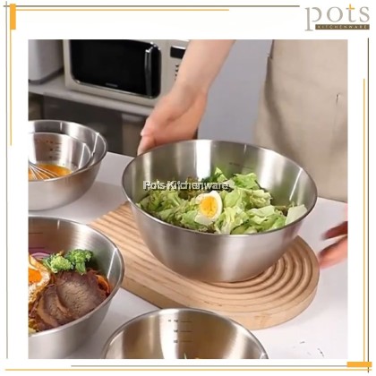 Toffi SUS304 Stainless Steel Korean Style Basin Mixing Bowl; Mangkuk Pengadun Besen Gaya Korea; 不锈钢韩式面盆搅拌碗