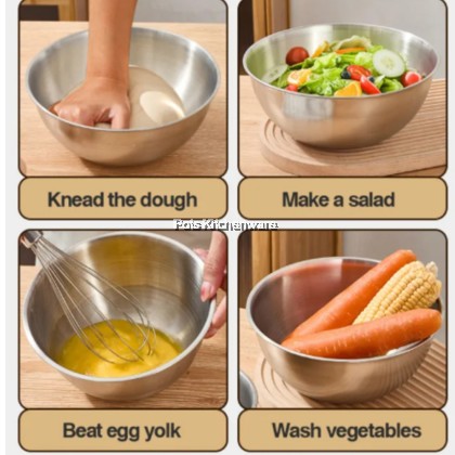 Toffi SUS304 Stainless Steel Korean Style Basin Mixing Bowl; Mangkuk Pengadun Besen Gaya Korea; 不锈钢韩式面盆搅拌碗