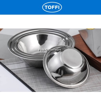 Toffi SUS304 Stainless Steel Korean Style Basin Mixing Bowl; Mangkuk Pengadun Besen Gaya Korea; 不锈钢韩式面盆搅拌碗