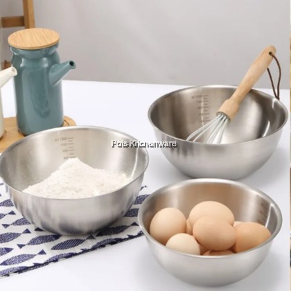 Toffi SUS304 Stainless Steel Korean Style Basin Mixing Bowl; Mangkuk Pengadun Besen Gaya Korea; 不锈钢韩式面盆搅拌碗