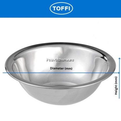 Toffi SUS304 Stainless Steel Korean Style Basin Mixing Bowl; Mangkuk Pengadun Besen Gaya Korea; 不锈钢韩式面盆搅拌碗